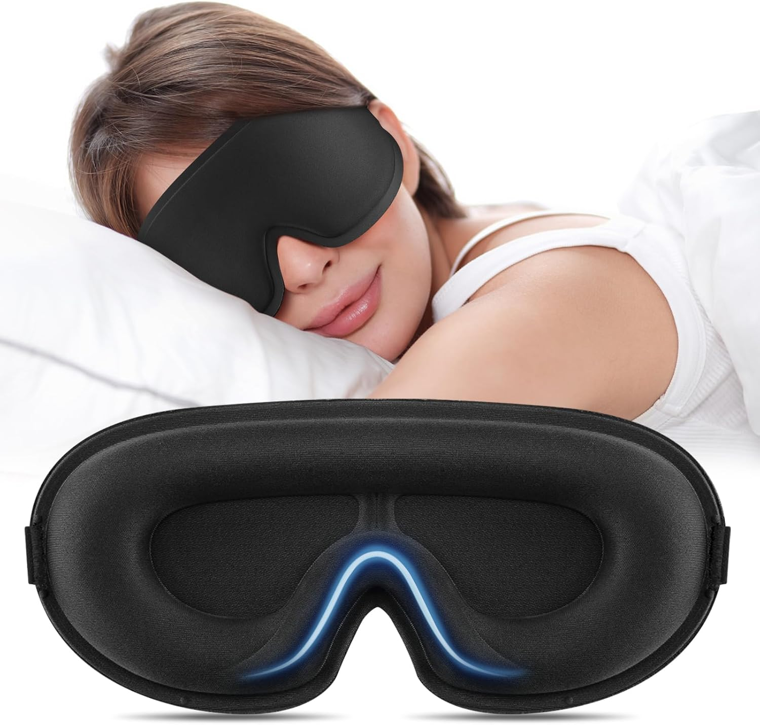 Meliya Sleep Mask for Side Sleeper, Complete Light Blocking 3D Sleeping Eye Mask, Soft Breathable Eye Cover for Women Men, Travel, Nap, Relaxing Zero Pressure Night Blindfold