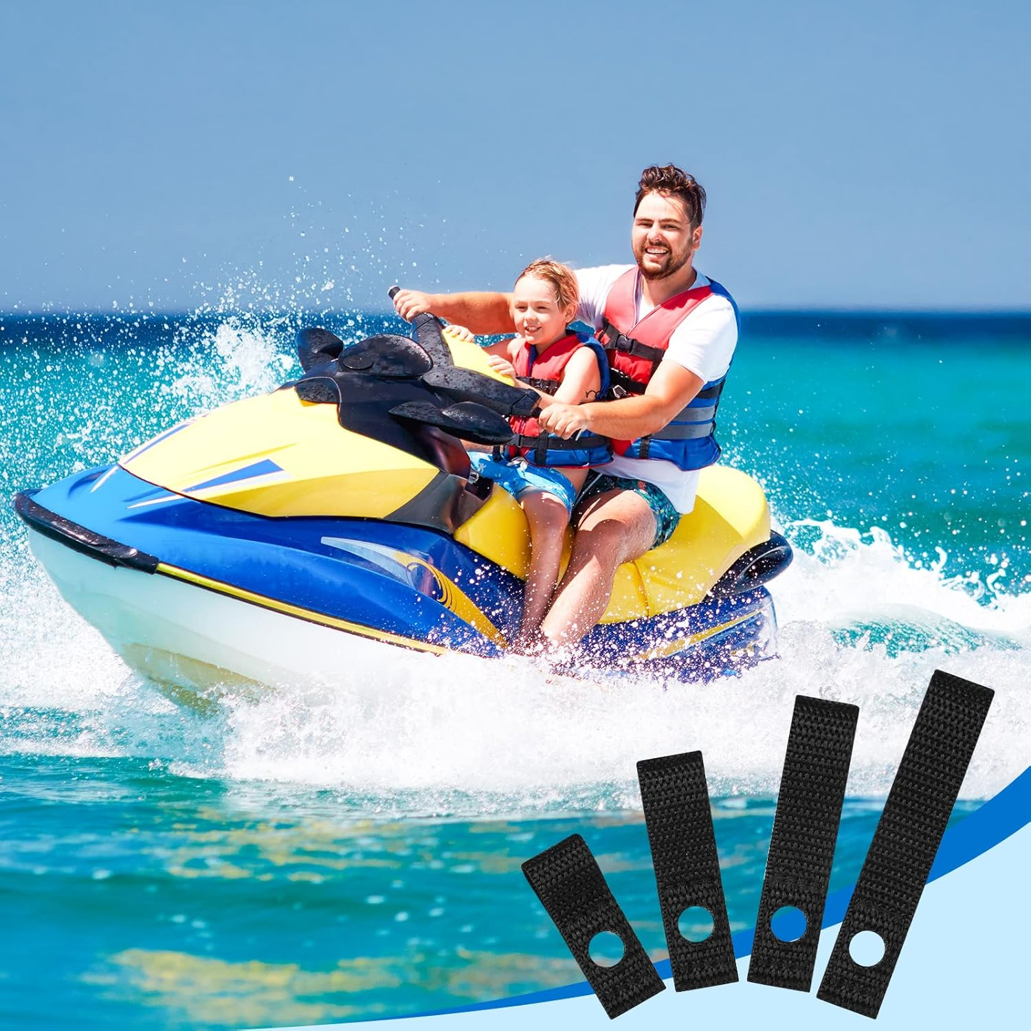 Patelai 12 Pcs Soft Loops Motorboat Cleats, Quick and Secure Anchor Points for Docking Bumpers, Anchoring Line and Bungee Dock Rope, 1.8'' 2.3'' 2.8'' 3.3'' Long 0.6'' Wide(Black) image number 3