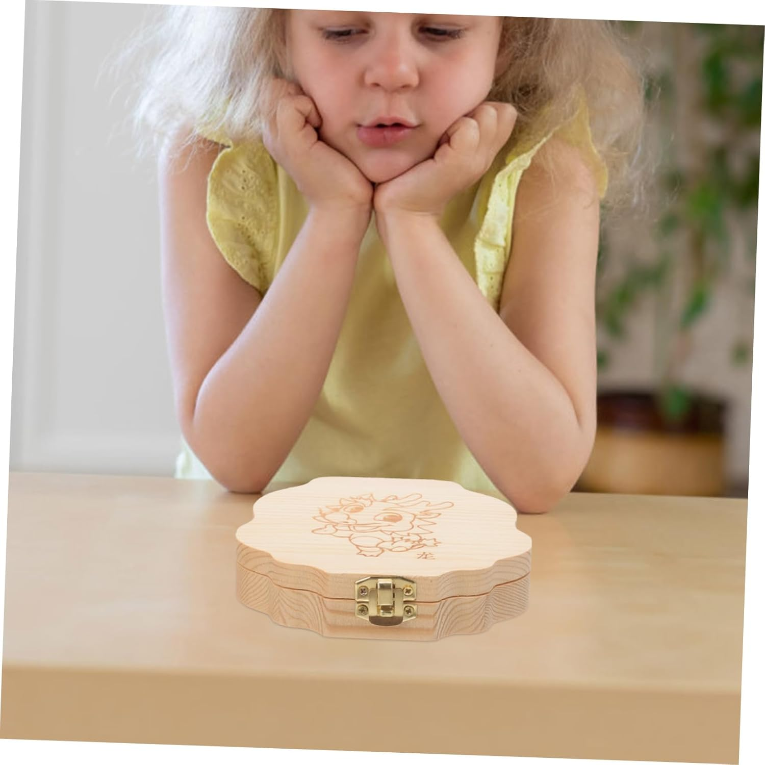 Kisangel Year Old Boy Teeth Keepsake Box Deciduous Teeth Storage Case Wooden Material Chinese Zodiac Dragon Design image number 4