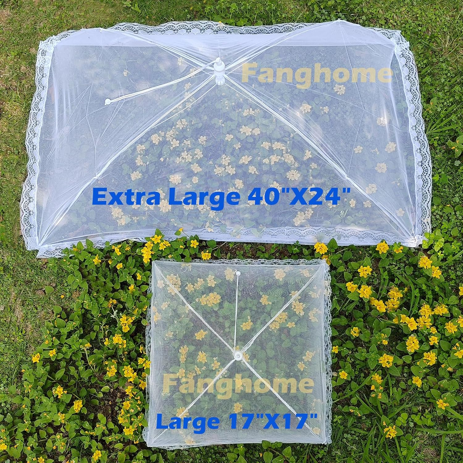 Food Covers for Outside,3 Extra Large 40"X24" and 3 Pack Large 17"X17" Pop-Up Mesh Food Tent Food Cover for outside BBQ Camping Picnic Party Accessories Keep Out Fly Bug Mosquito image number 1