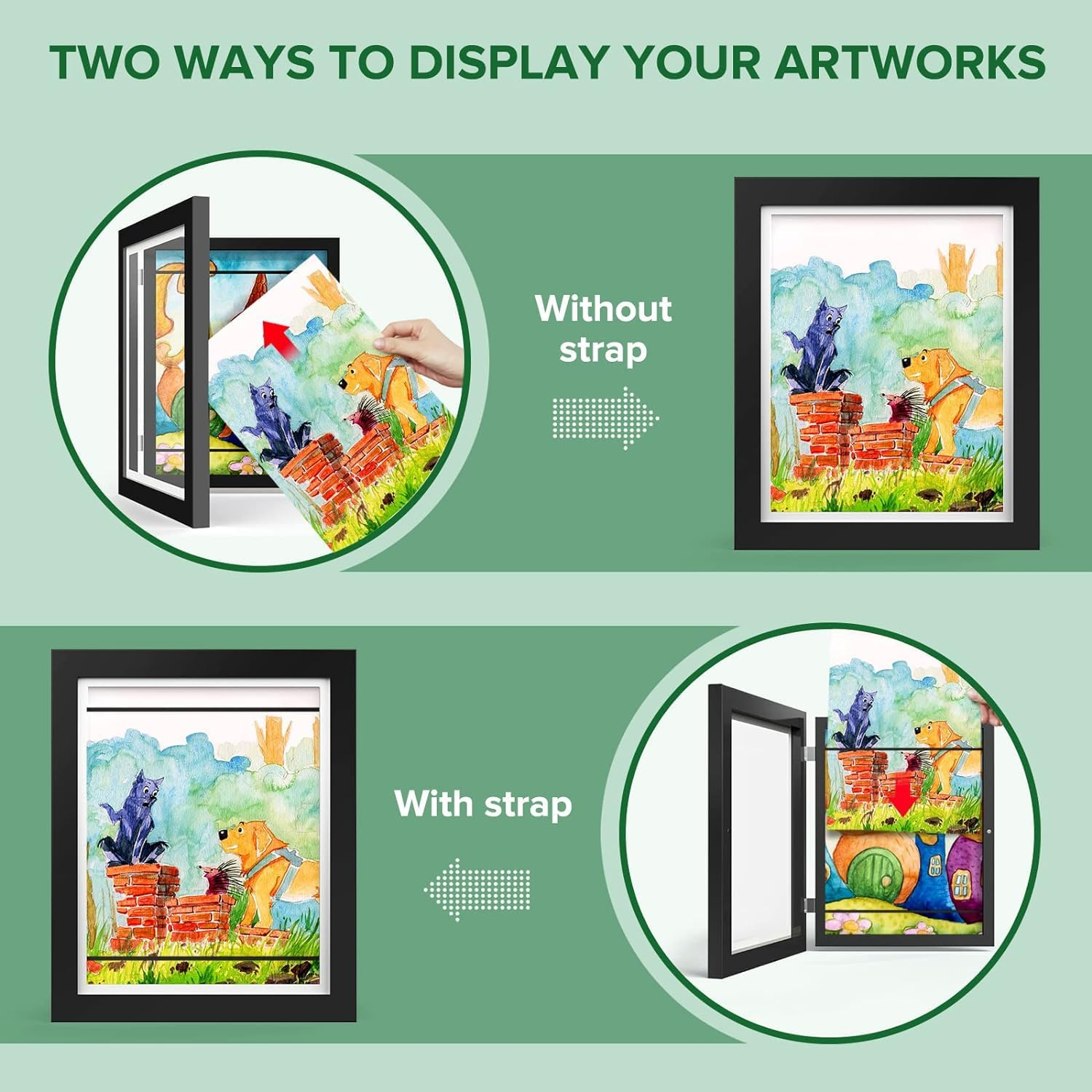 Tinyso A4 Kids Art Frame Front Opening,Children Artwork Picture Display Frames,Children Art Projects Picture Stroage Artwork Display Wall Art Frames Hold up to 150 Artworks for Kids Drawings Crafts Table Ornaments Decor (White) image number 2