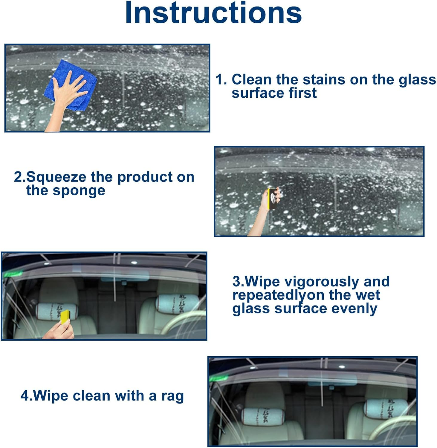 Oil Film Remover Windshield Oil Film Remover, Glass Cleaning Wipe Board, Can Improve the Clarity and Visibility of Glass (1.69 Oz) image number 4