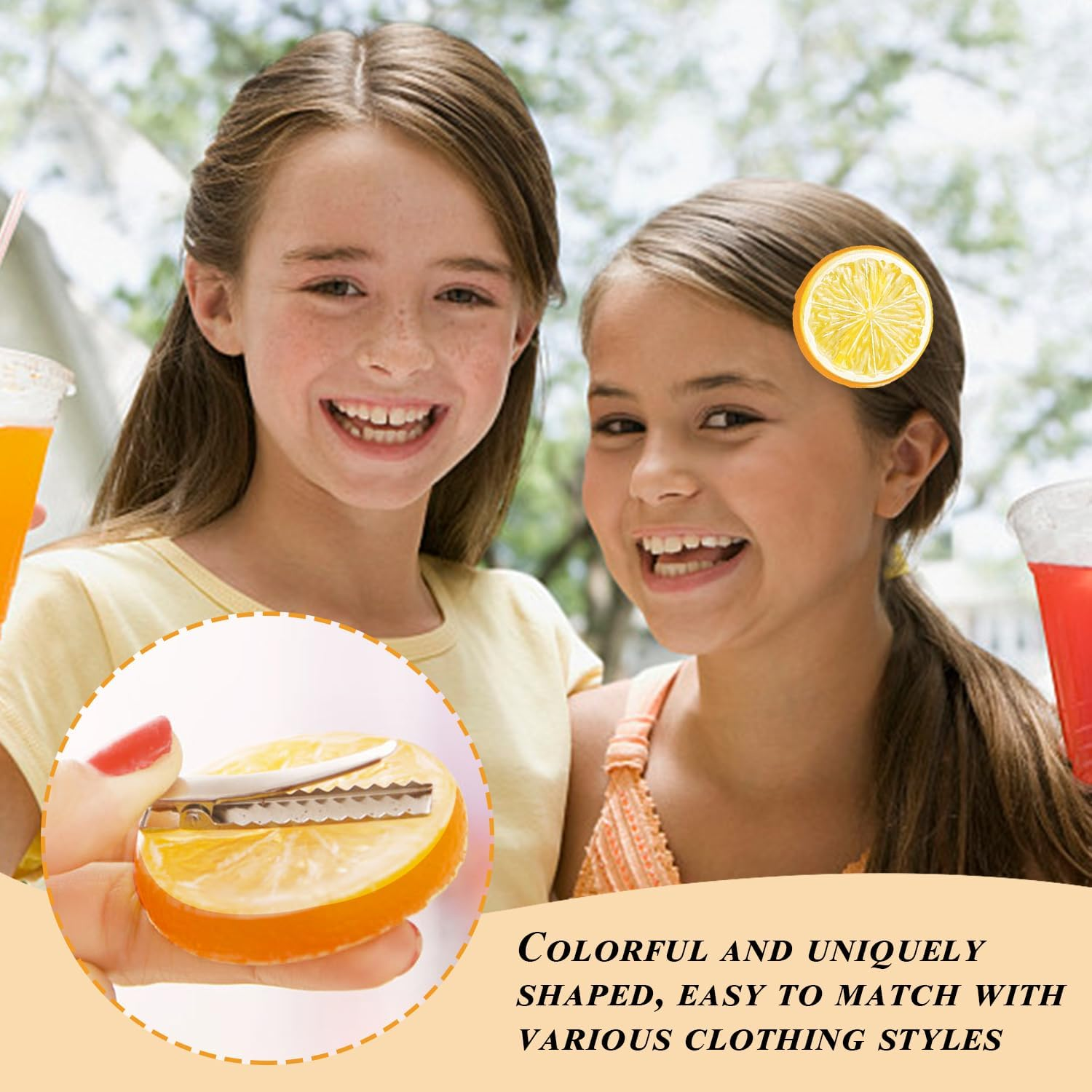 Pack of 2 Orange Hair Clips and 2 Orange Hair Rings, Cute Hair Accessories, Creative Styling Hair Accessories, Accessories for Hairstyle Decoration. image number 4