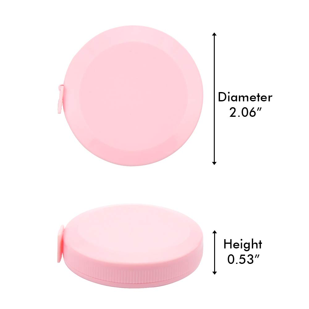 2PCS Measuring Tape for Body,Soft Tape Measure for Body Sewing Fabric Tailor Cloth Craft Measurement，60 Inch/1.5M Retractable Dual Sided Measure Tape Set (Pink) image number 4