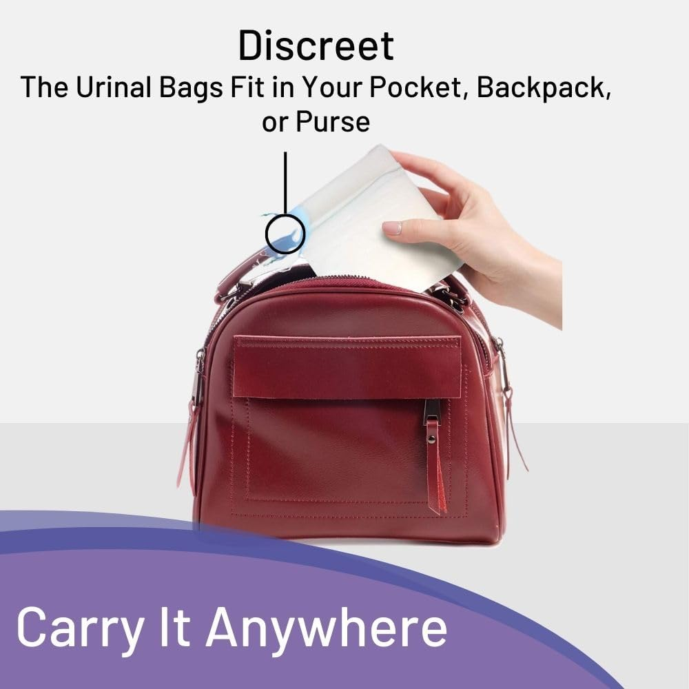 Carebag Medical Grade Male Urinal Bag with Super Absorbent Pad, 20 Count - Travel Urinal for Men - 20 Disposable Bedside Urinal Bottle Bags - Leak-Resistant image number 4