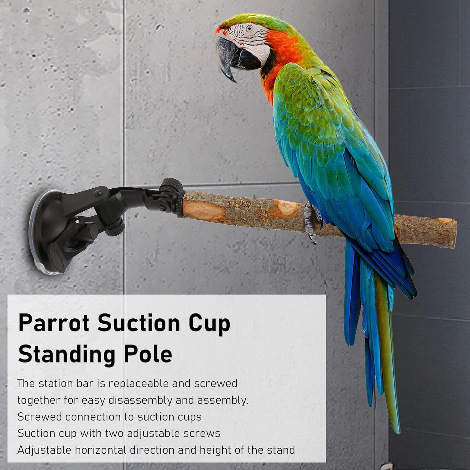 Tnfeeon Bird Standing Stick Adjustable Window Perch Stand with Suction Cups for Small Medium Bird, Comfortable Non Slip Wood Perch for Budgies, Suitable for Tile and Glass Surfaces (15CM) image number 4