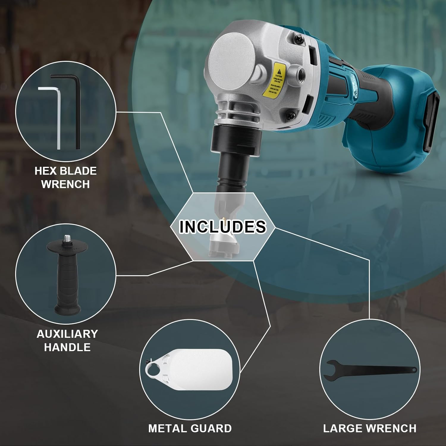 Cordless Metal Nibbler for Makita 18V Battery, 800W Sheet Steel Cutter with 2200RPM Brushless Motor, 360 Degree Rotating Blades for Cutting Stainless Steel, Aluminium, Plastic (Battery Not Included) image number 5