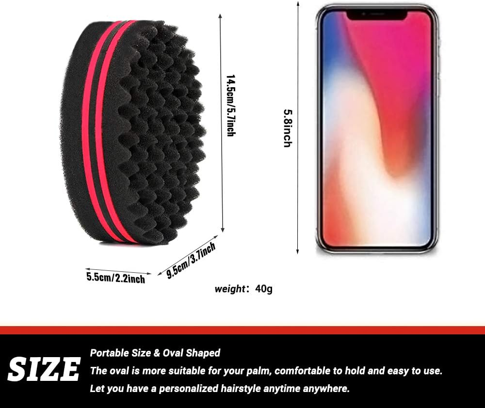 3Pcs Magic Hair Twist Sponge Brush, AUHOKY Premium Two-Sided Barber Curl Sponge with Small Holes, Men Women Children Hair Styling Care Tool for Afro Curling Coils Wave Hair Dreadlocks(3Colors) - 3Pcs image number 2