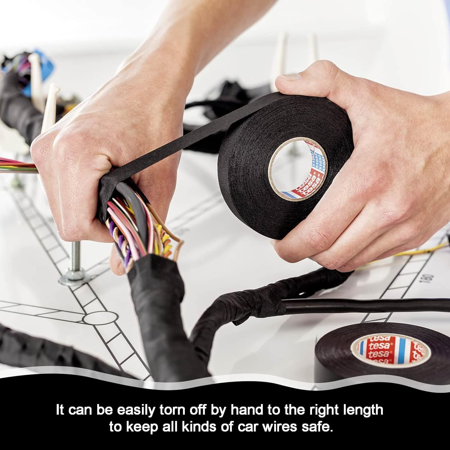 Automotive Wiring Harness Tape, 6Pcs Automotive Wire Wrap Harness Loom Wrap Car Wiring Wire Cable Loom Tape image number 2