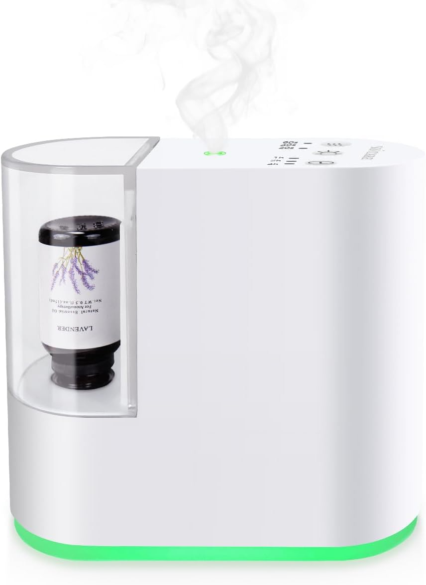 SOICARE Waterless Nebulizing Diffuser, 3 Intensity Modes, LED Accent Light, White (Black)