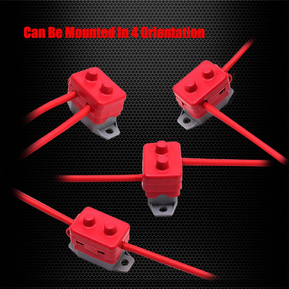 Ampper DC 12V - 24V Automatic Reset Circuit Breaker with Cover Stud Bolt for Automotive and More (30A, 2Pcs)