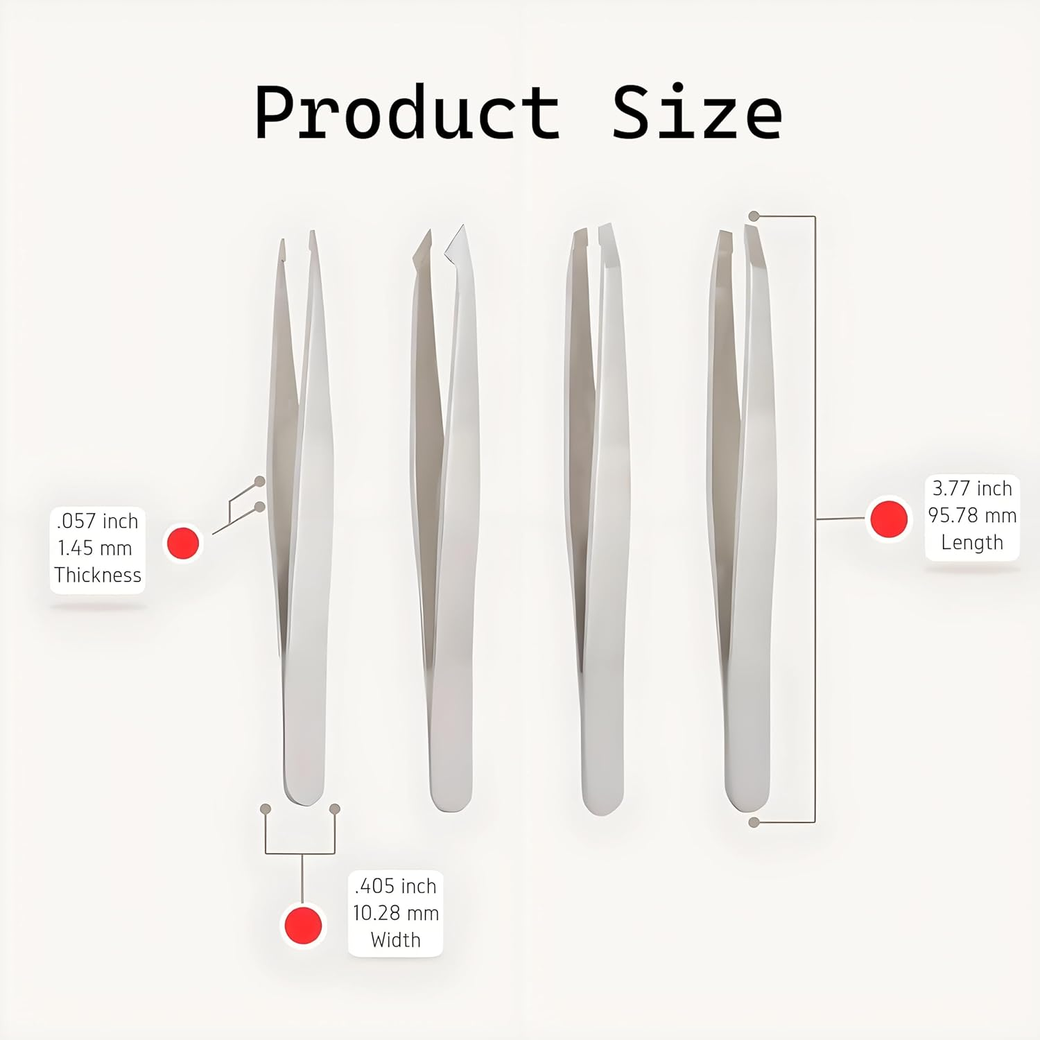 Eyebrow Tweezers Set with Mirror and Leather Travel Case,Ideal for Gifts, Professional Stainless Steel Tweezers for Plucking Eyebrows, Facial Hair, and Removing Ingrown Hair, 4 Pack