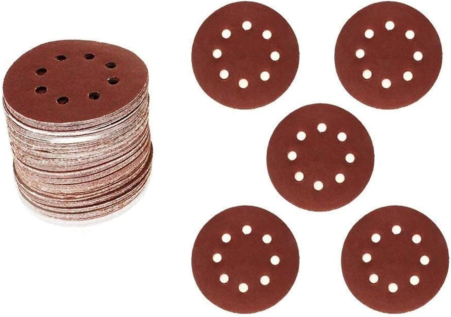 Valuehall 100 PCS Sanding Discs Pads 5 Types 125Mm Sander Pad, Hook and Loop 60# 80# 120# 180# 240# Sandpaper Assorted V7036-3 image number 4