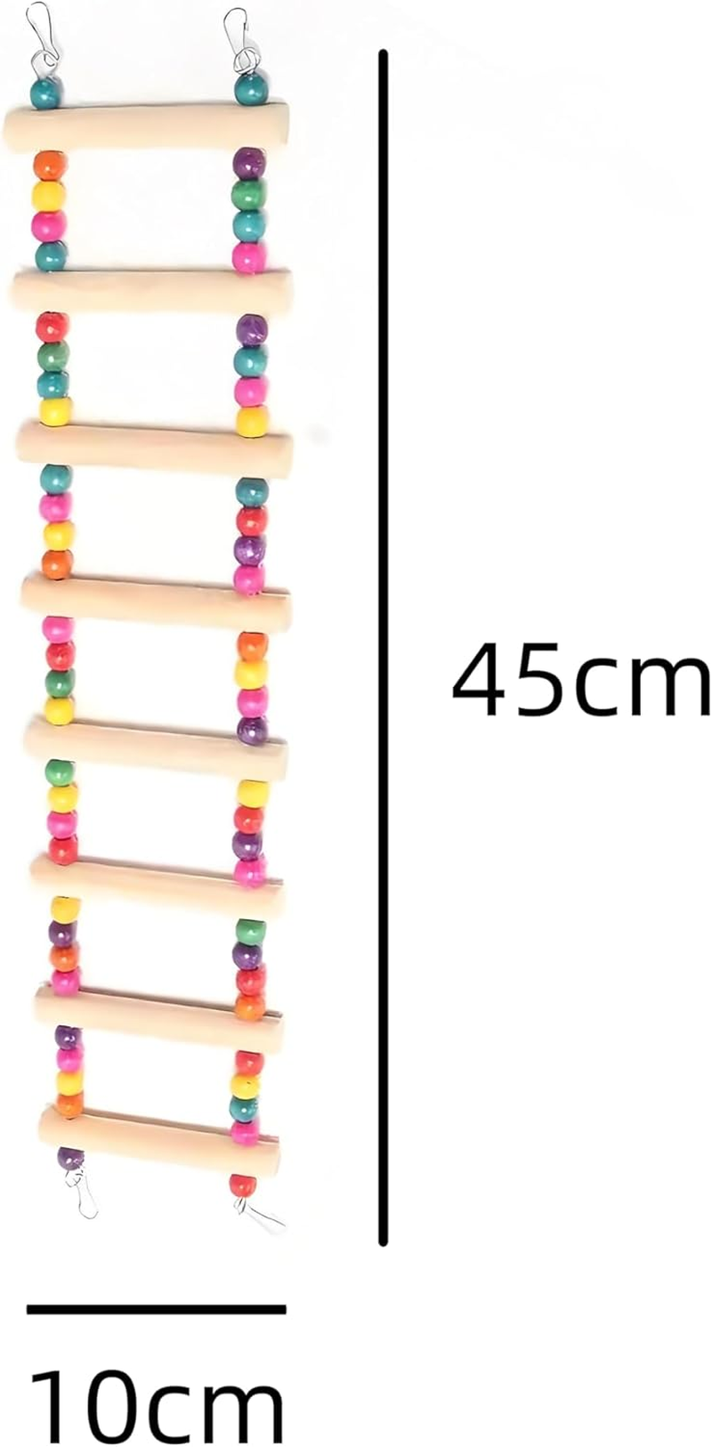 Colorful Wooden Bird Ladder Swing Bridge for Small to Medium Birds like Budgies, Cockatiels and Lovebirds - Durable Climbing and Exercise Toy. image number 5