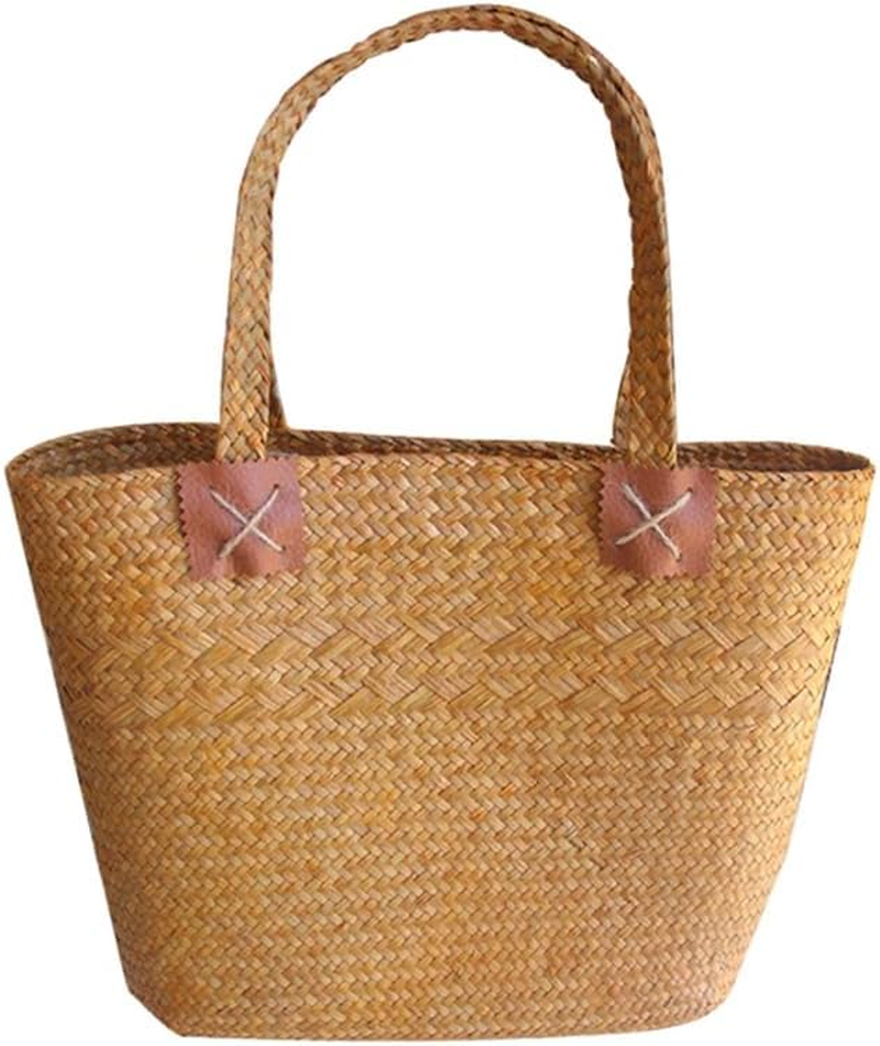 Handwoven Grass Storage Basket/Grocery Bag,Environmentally Friendly Shopping Bag Seagrass Tote,Basket for Decoration,Picnic, Groceries and Toy Storage image number 5