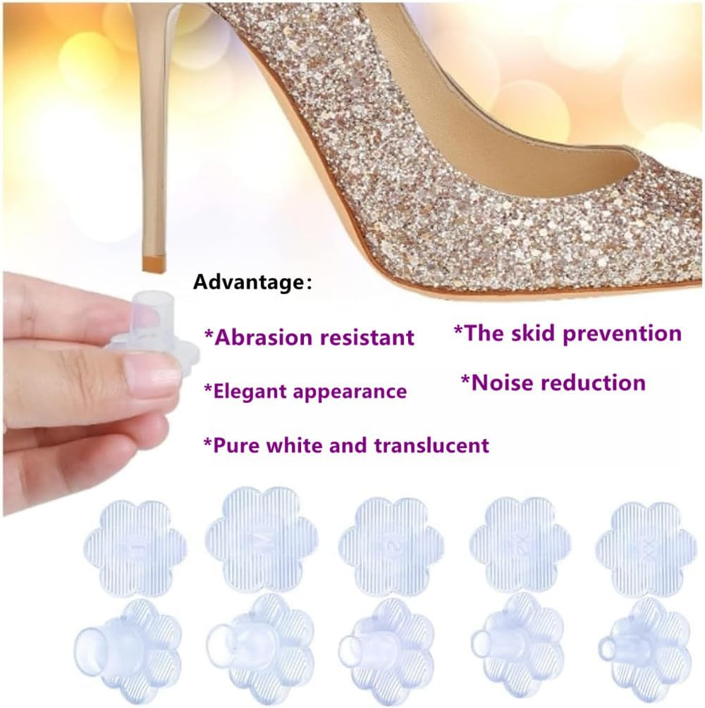 5 Pairs High Heel Protectors, for Shoes Women Soft Heel Covers Heel Repair Caps Covers,For Walking on Grass and Uneven Floor to Prevent Noise Non-Slip for Weddings Occasions (5 Sizes) image number 2