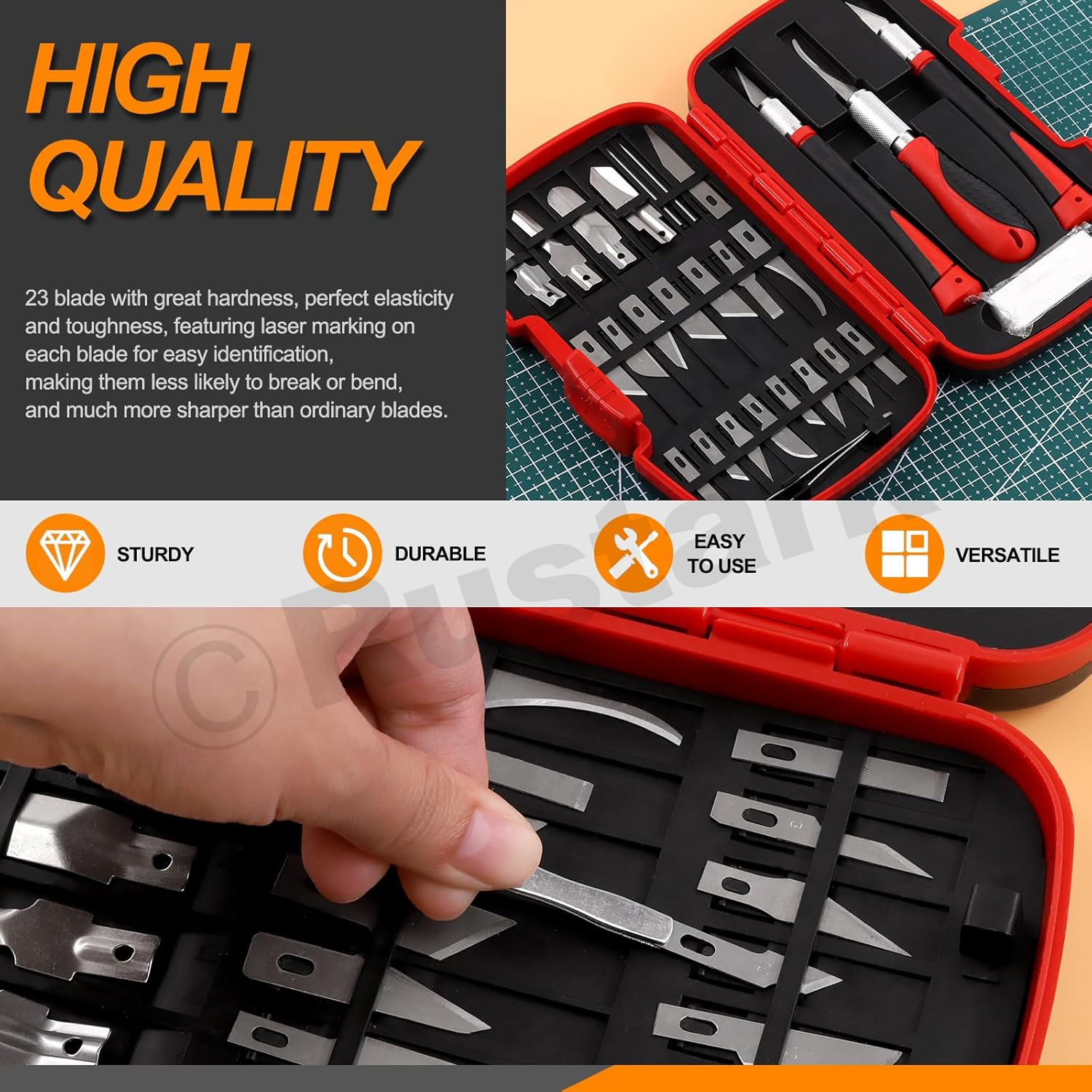 30Pcs Precision Craft Knife Hobby Knife Set with Art Knife Blades, Handles, Tweezers and Sharping Stone, Professional Art Exacto Knife for Plastic Wood Leather Art Carving Crafting image number 2