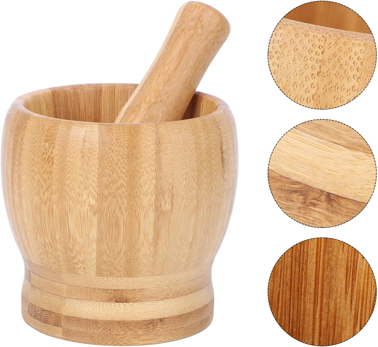 SHOWERORO 2Pcs Large Bamboo Garlic Grinder Set for Kitchen Tools Ergonomic Manual Spice Crusher Easy to Clean Household Garlic Press for Dining and Restaurant Use image number 4