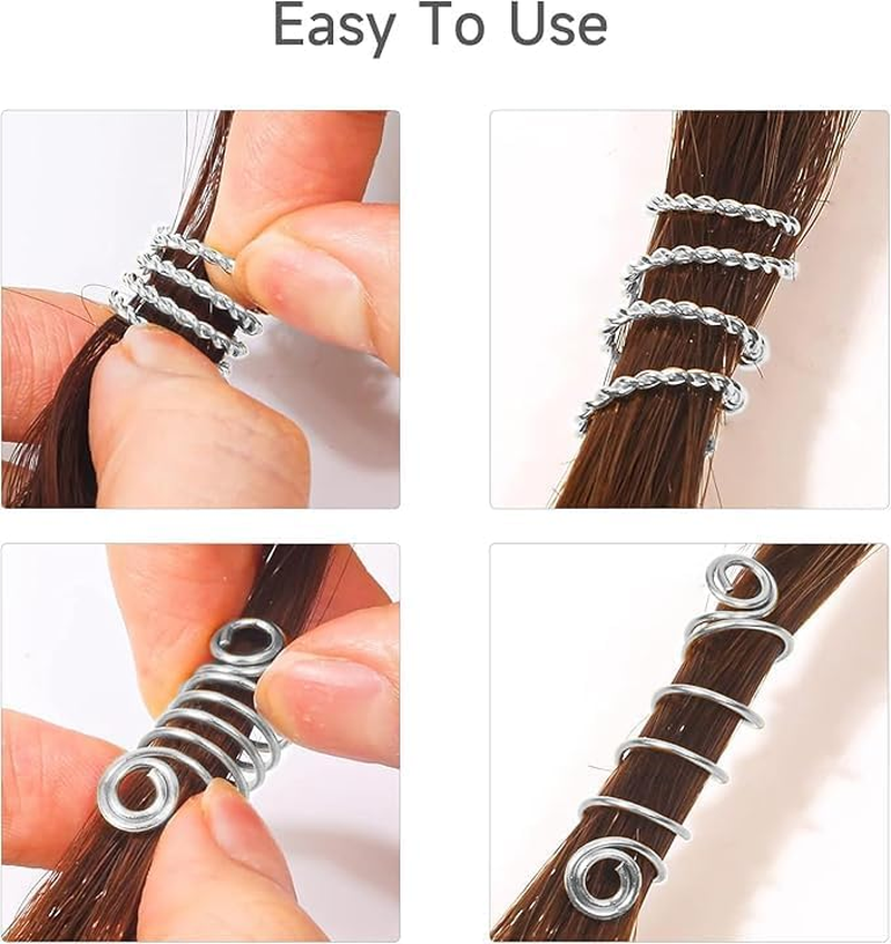 Silver Metal Jewelry for Hair Braids, Dreadlocks & Beards,Braid Clips, Rings, Cuffs as Dreadlock Accessories and Decorations(290Pcs) image number 3