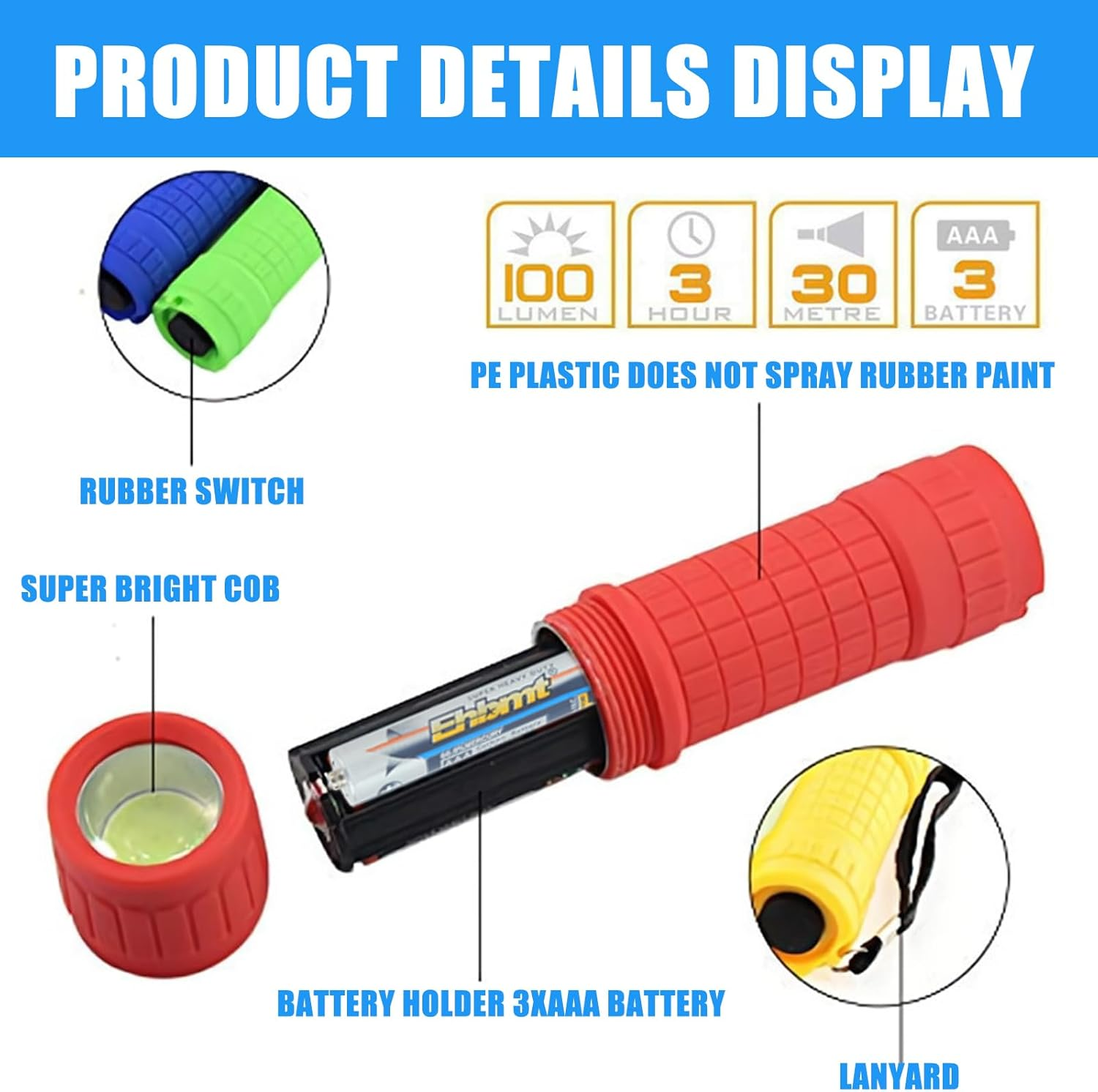 AXVRAV Pack of 14 Mini LED Torch Children, Small LED Torch with Lanyard and 42AAA Batteries, Silicone Coating Hand Lamp for Camping, Outdoor, Hiking, Children'S Birthday Gifts