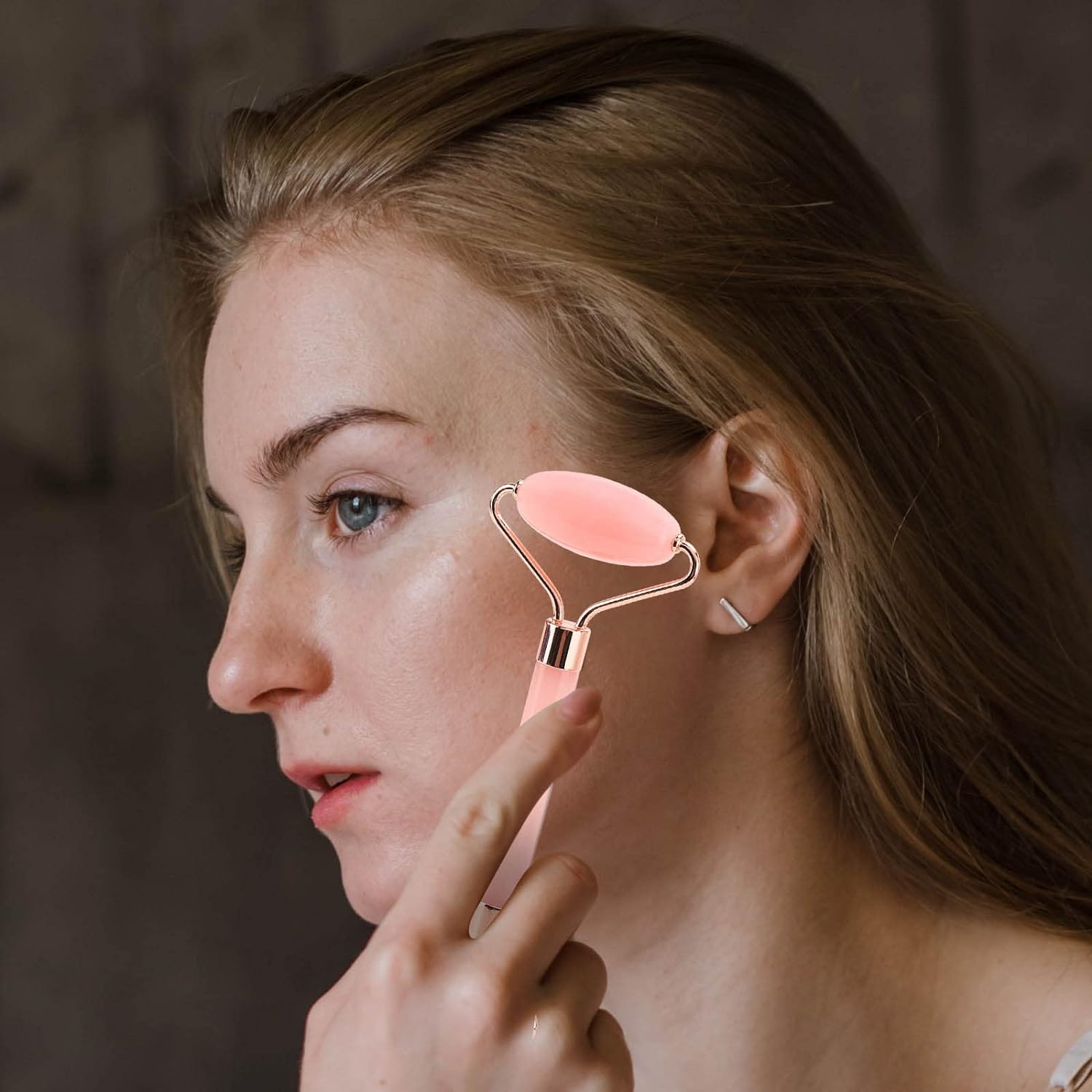 2 Pieces Jade Roller and Gua Sha Tool, Face Roller, Facial Beauty Roller Skin Care Tools Rose Quartz Massager for Face, Eyes, Neck, Body Muscle Relaxing and Relieve Fine Lines and Wrinkles image number 6