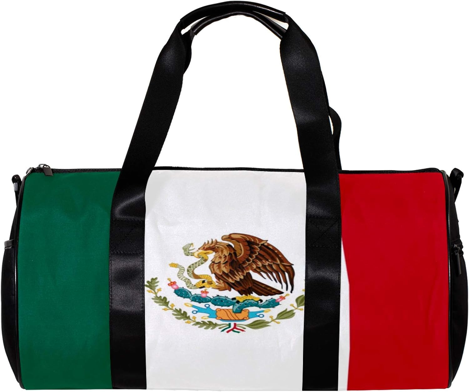 Round Gym Sports Duffel Bag with Detachable Shoulder Strap Mexican Flag Training Handbag Overnight Bag for Women and Men image number 2