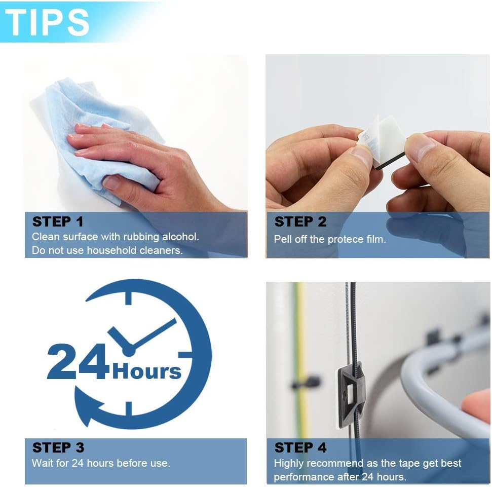 Zip Tie Mounts - Small Cable Tie Adhesive Mount, 3/4In Black 100PCS. Wires Zip Tie Adhesive-Backed Anchors for Pedal Board Cable Management Indoor image number 5