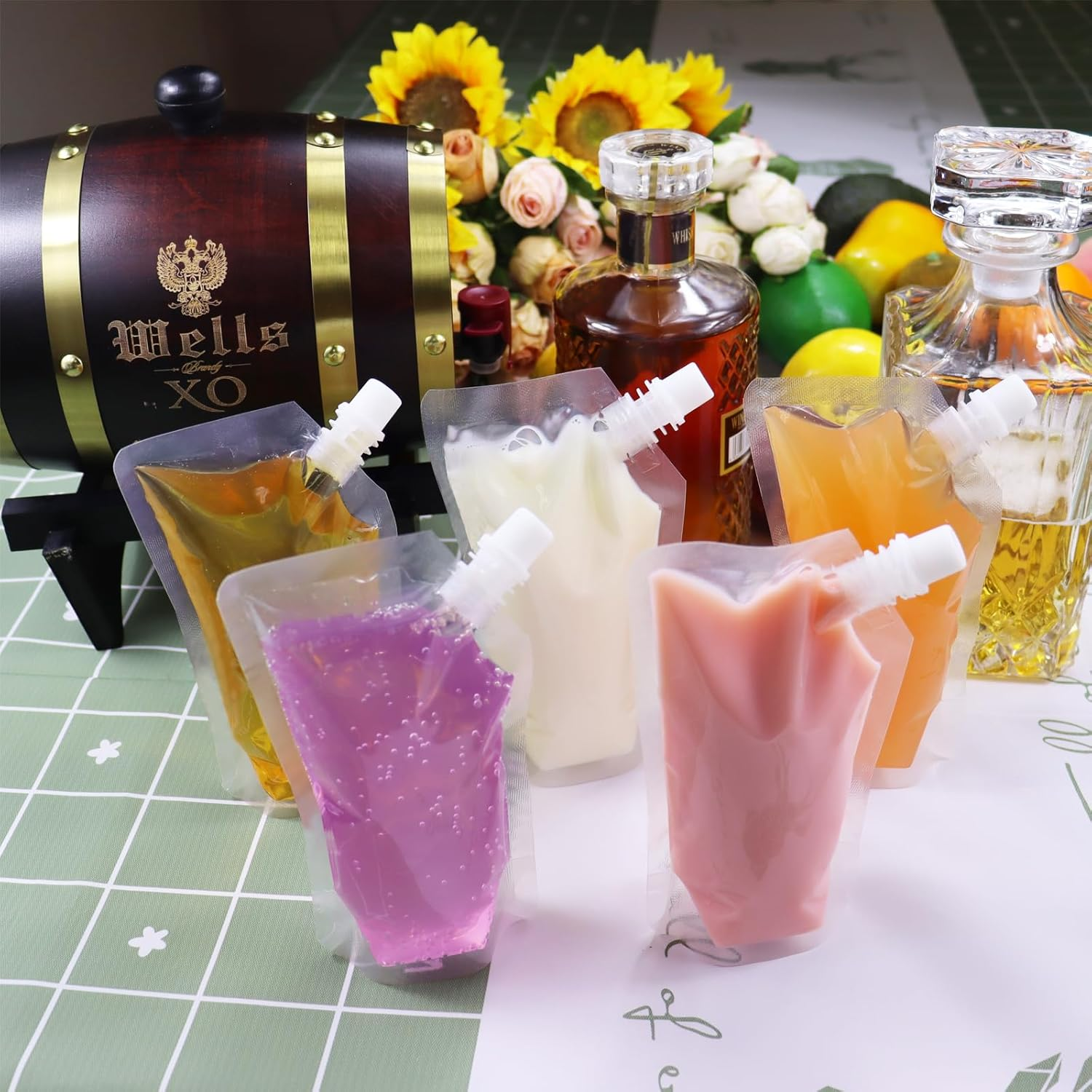 20Pack Clear Drink Pouches 420Ml with Caps and Funnel for Festivals,Leak Proof Alcohol Juice Liquid Pouches Bags, Beverage Bags, Plastic Hip Flask for Parties, Picnic, Travel, Sports image number 6