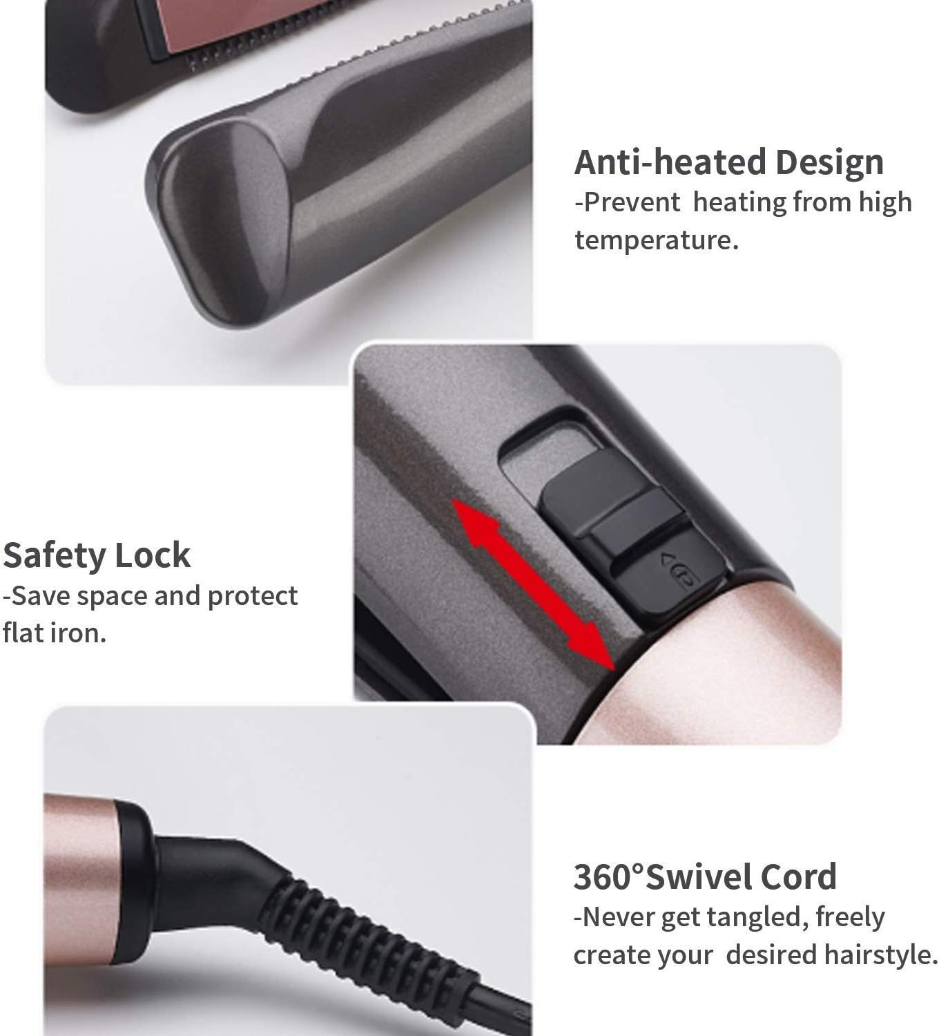 Curl and Straight Confidence, Szwintec 2 in 1 Hair Straightener and Hair Curler Unique Twisted Plate Design Straightening and Curling Flat Iron for All Hair Types image number 2