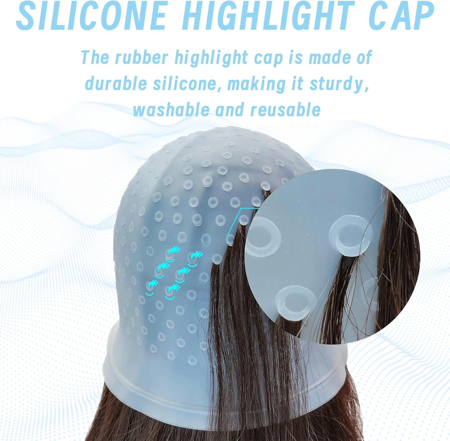 Pack of 2 Highlight Caps, Silicone Hair Highlight Cap, Highlights Cap, Highlight Cap, Highlight Cap, Highlight Cap, Highlight Hood with Needle and Holes, Reusable, for Professional Salon and Home Hair image number 1