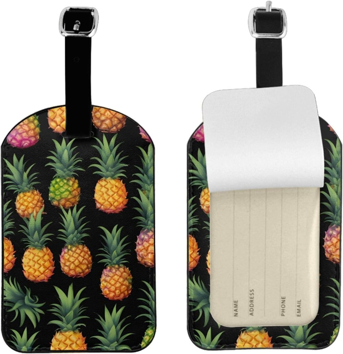 Pineapples Print Elegant Tag Stylish Tag Luggage Tag 4.3 X 2.76 Inch for Suitcases Travel Bags image number 1