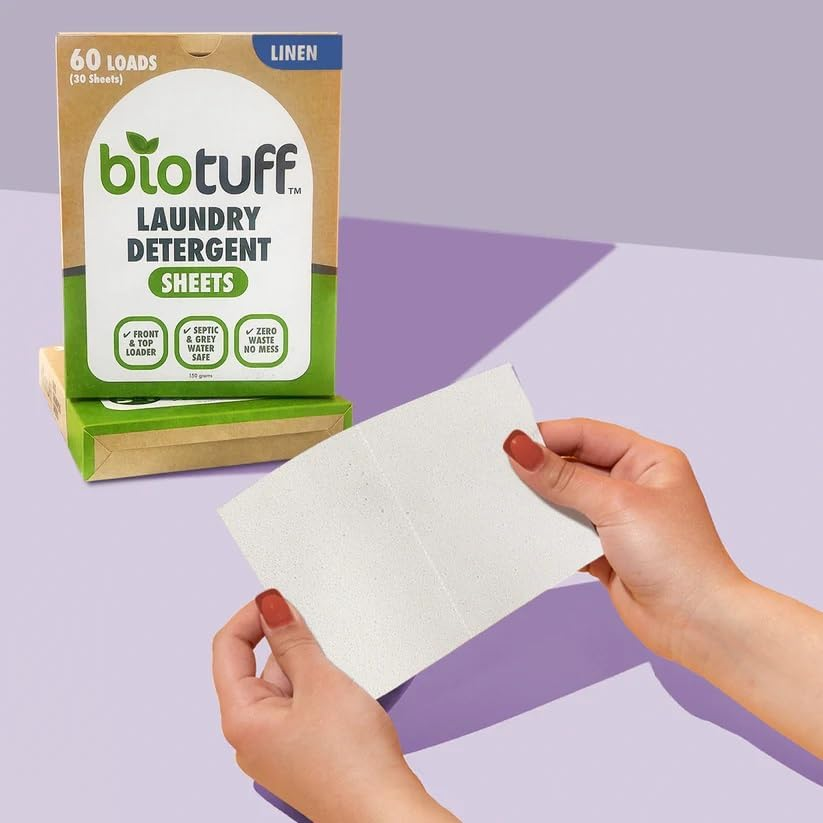 Biotuff Laundry Detergent Sheets - Eco Friendly & Biodegradable - Plastic Free, Zero Waste Laundry Solution - Powerful Cleaning for Fresh, Soft & Stain Free Clothes | 30 Sheets image number 2
