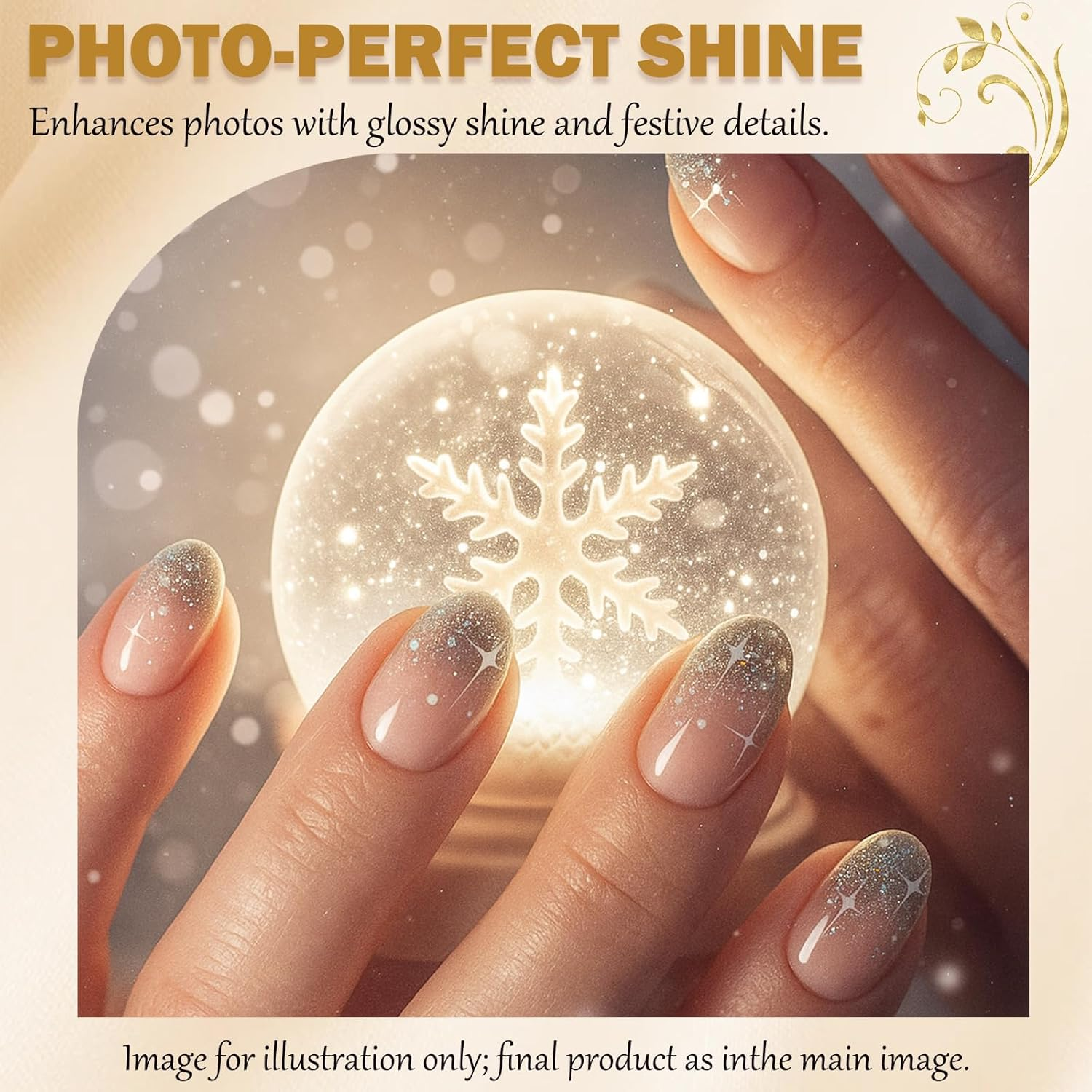 24PCS Nude Pink Glitter French Press on Nails &ndash; Short Oval Silver Star Tip Fake Nails, Reusable Full Cover Glossy Stick-On with Jelly Adhesive for Everyday Wear & Holiday Look image number 4