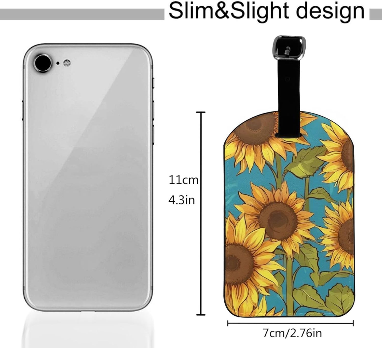 Sunflower Print Elegant Tag Stylish Tag Luggage Tag 4.3 X 2.76 Inch for Suitcases Travel Bags image number 3