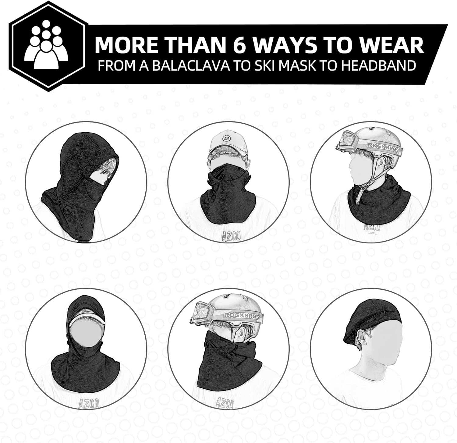 ROCKBROS Ski Mask Thermal Fleece Balaclava Ski Face Mask for Cold Weather Winter Full Face Protective Headgear for Men Women Black image number 1