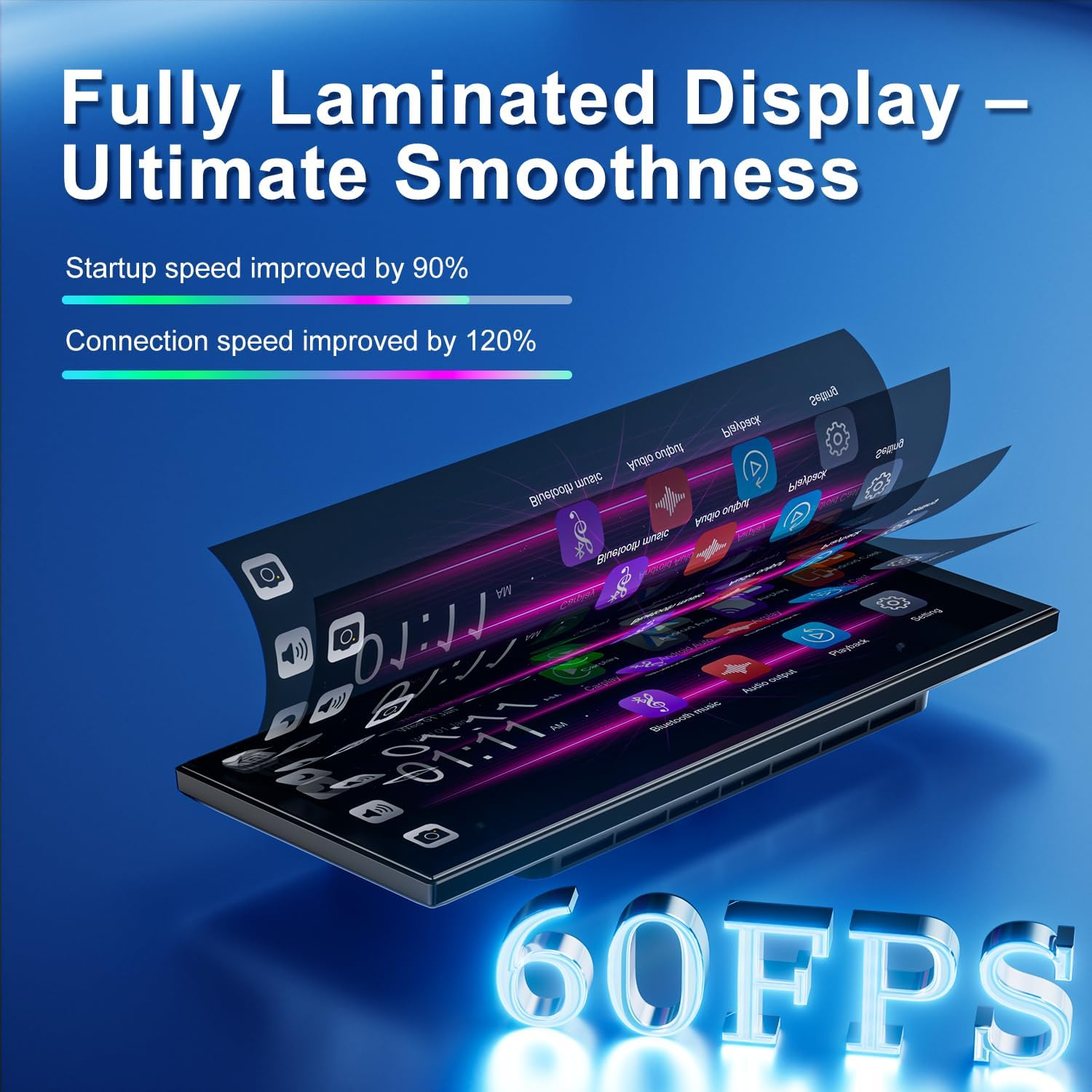 [2025 11" Ultra-Laminated 60FPS Pro-Touchscreen]-1920*720 HD Wireless Car Play Screen for Apple Carplay Android Auto-Ota Updates,Hd Front Dashcam & Backup Camera-Gps Navigation,Voice Control,64G Card image number 4