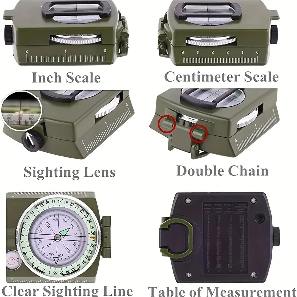 QS165- Evertech Compass Professional Military Lensatic Compass, Hiking Survival, Metal Construction, Luminous Navigation Tool with Carrying Case, 85Mm image number 2