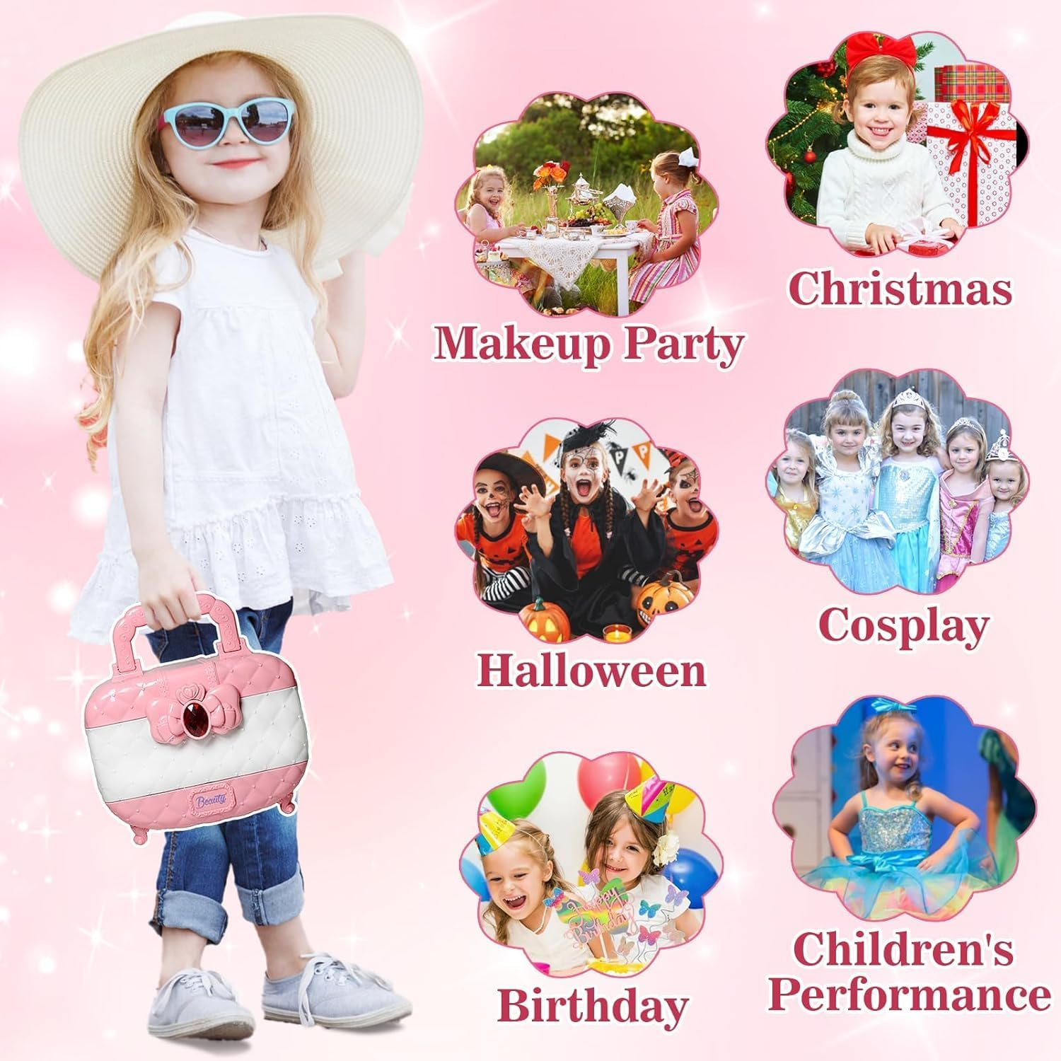 Kids Makeup Kit Toys - 41 Pcs Real Makeup Set for Little Girls - Prtend Play Cosmetic Case, Safe & Washable, Little Girl Makeup Set - Girls Toys Age 3-12 image number 3