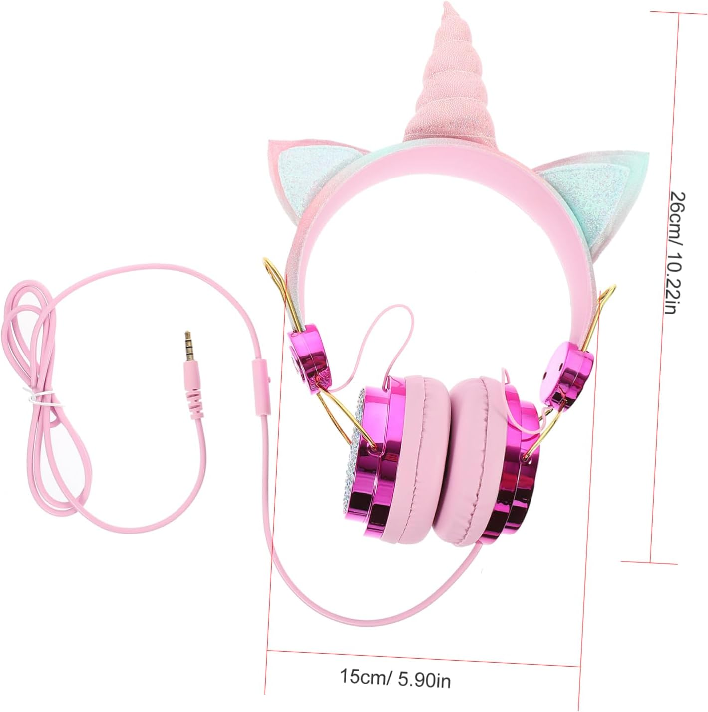 HOMSFOU Unicorn Headphones with Microphone for Travel and School Wired Headset with Plug Compatible with Smartphone Tablet Computer Cute Rhinestone Design for Boys
