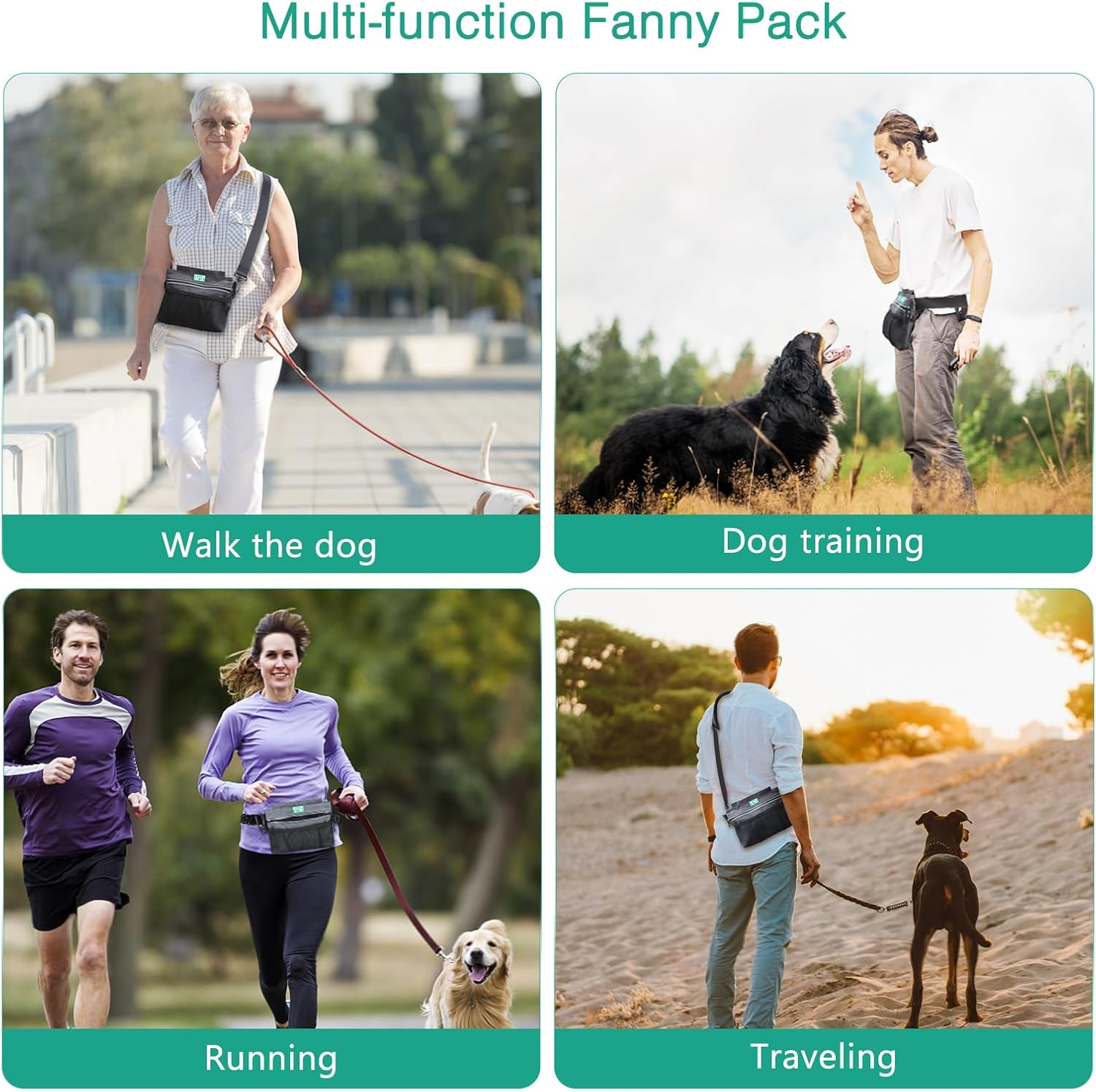 ORIA Dog Treat Training Pouch, Pet Training Bag, Dog Treat Pouch with Adjustable Belt and Removable Inner Pocket, Large Capacity Dog Food Bag for Pet Walking, Carry Pet Toys, Treats -Grey image number 2