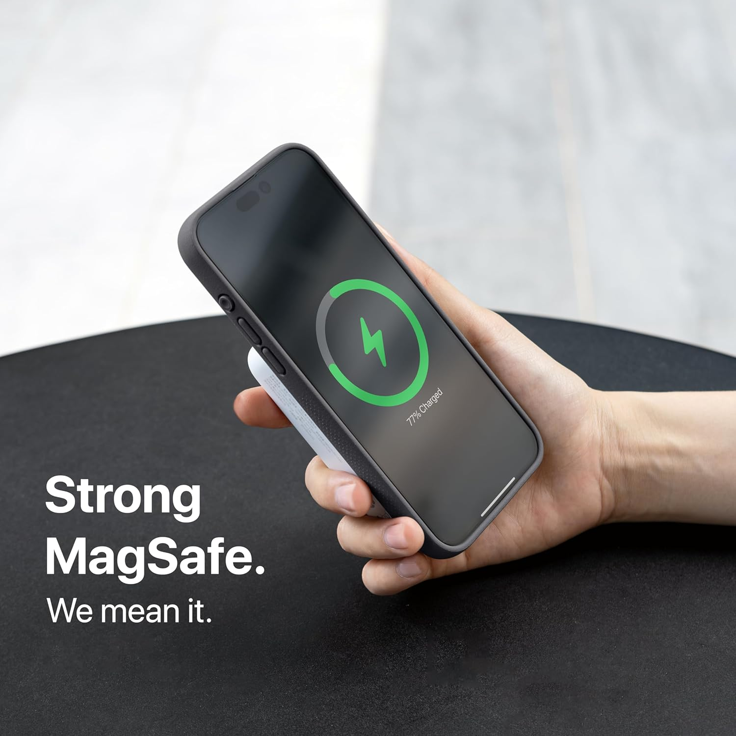 Tineeowl for Iphone 15 Pro Max Magnetic Case, Case Compatible with Magsafe, Minimalist, Slim/Thin and Grippy with Microfiber Lining, Rounded Action Button (Almost Black), 15Promaxalmostblack