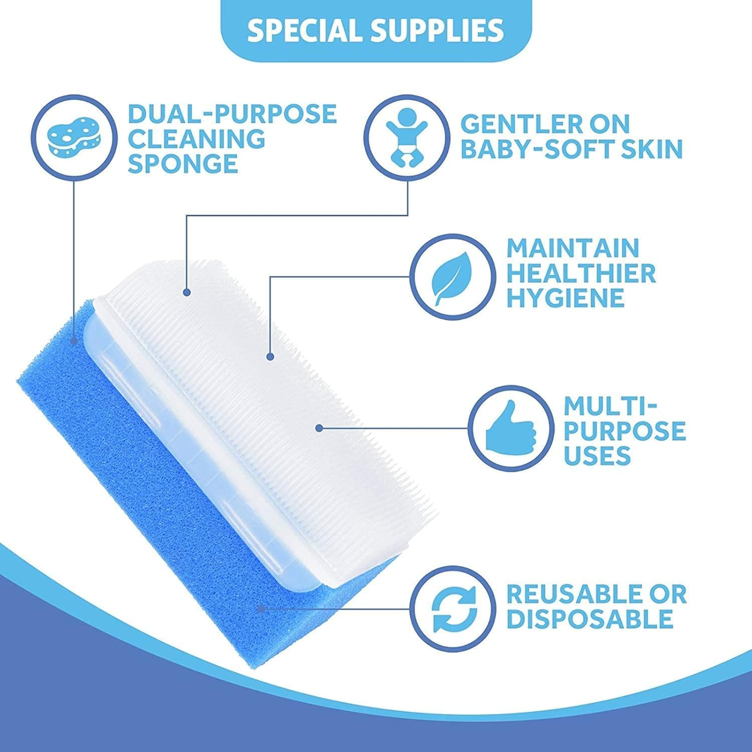 VIYNRAN 6 Pack, Baby Bath Sponge Soft Foam Washer with Cradle Cap Brush Body,Hair and Scalp Clean Gentle Baby Sensory Brush Bath Sponge Brush Random Color image number 1