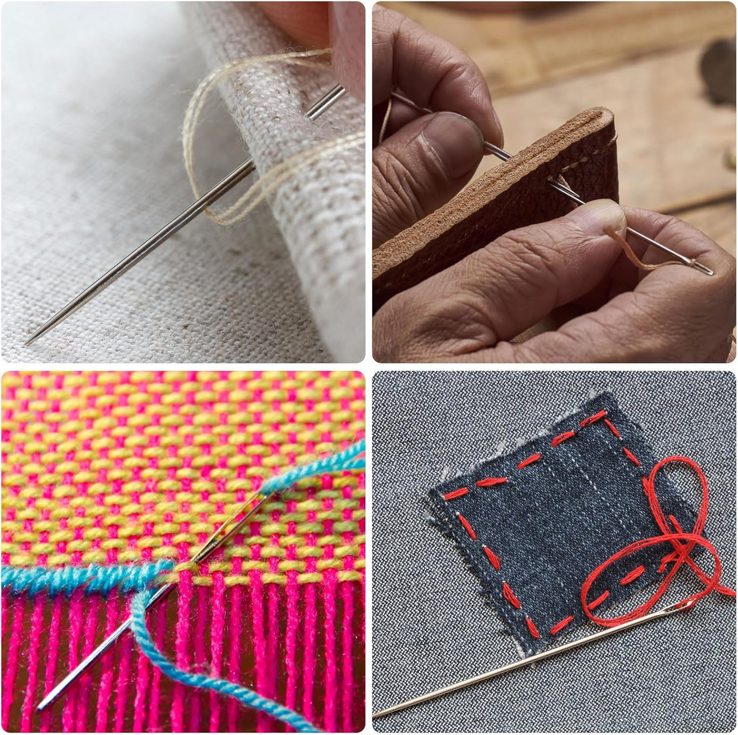 BTYMS 20Pcs Sewing Needles Tools Kit - 8 Curved Blunt Needles + 9 Multi-Size Hand Knitting Needles + 3 Small Stick Needles with Storage Bottle, Handmade Sewing and Mending Tools Set