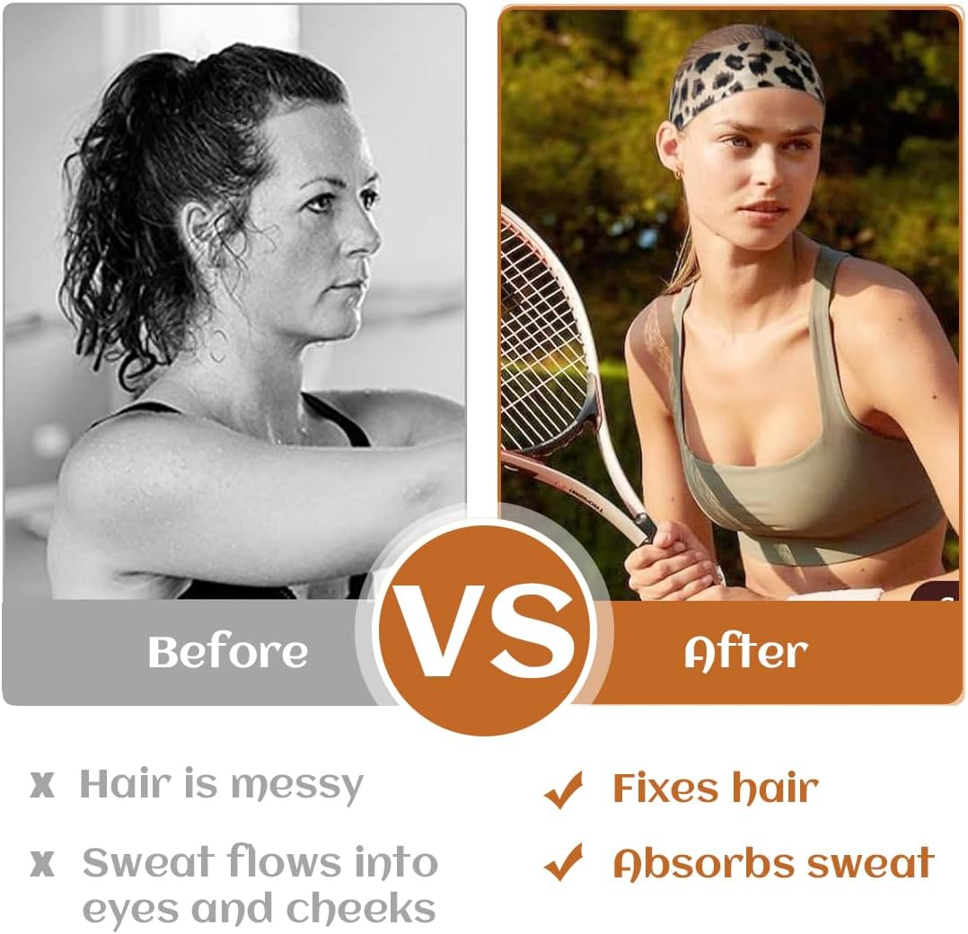 Pack of 4 Women'S Leopard Boho Headband Printed Headbands Knot Twisted Elastic Head Wrap Hair Accessories for Girls for Running Yoga Fitness