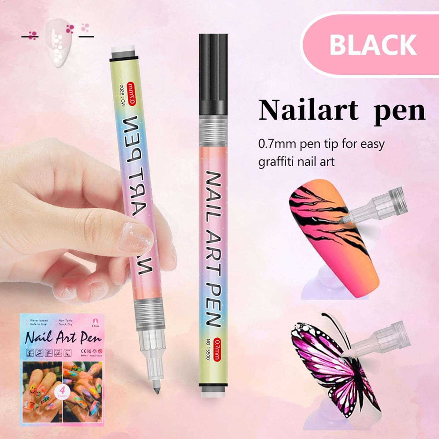 Nail Polish Pens, Acrylic Nail Pens, Nails Art Markers, Quick Dry Pen with Vibrant Colors and Fine Tips or Home Use, Beauty Salons, or Creative Expression image number 1