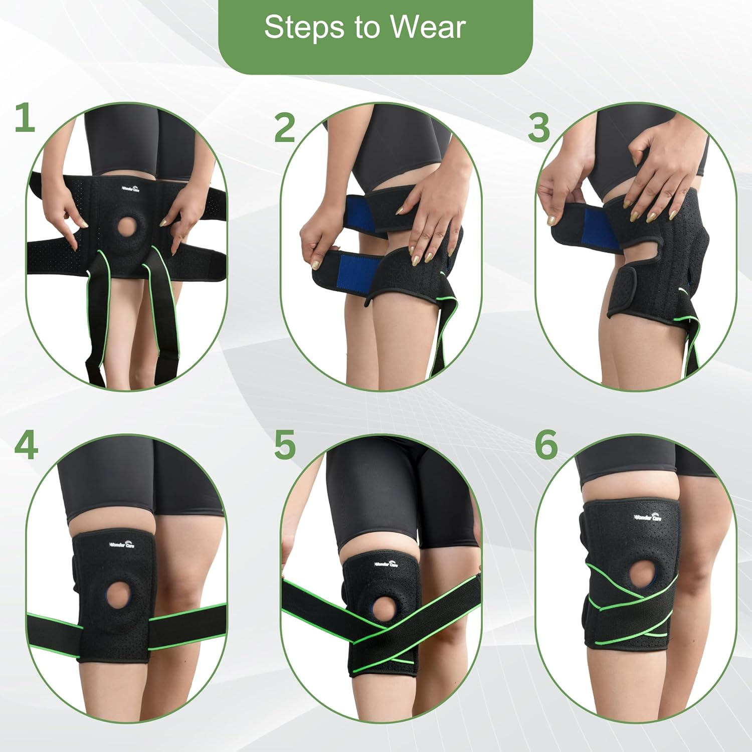Wonder Care Knee Brace for Men/Women with Patella Gel Pads & Anti-Slip Silicone Strip Support Best Knee Brace for Pain, Knee Brace with Side Stabilizers, Adjustable Patella Compression Knee Support image number 1