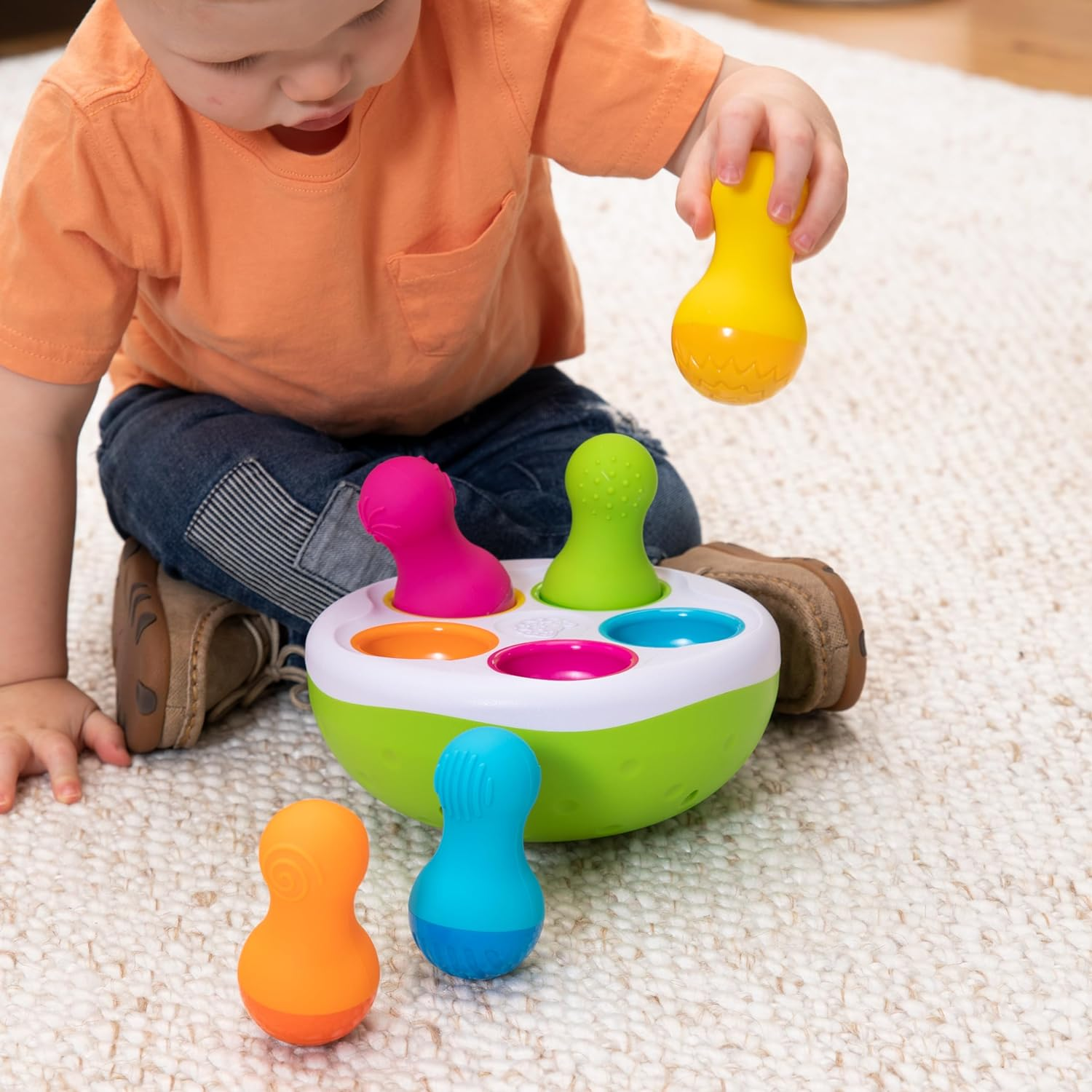 Fat Brain Toys F248 Fat Brain Spinnypins, Kids Preschool, Spinning and Sorting Building Sets, Early Development Toy for Babies Aged 18 Months and Older, Multicoloured image number 4