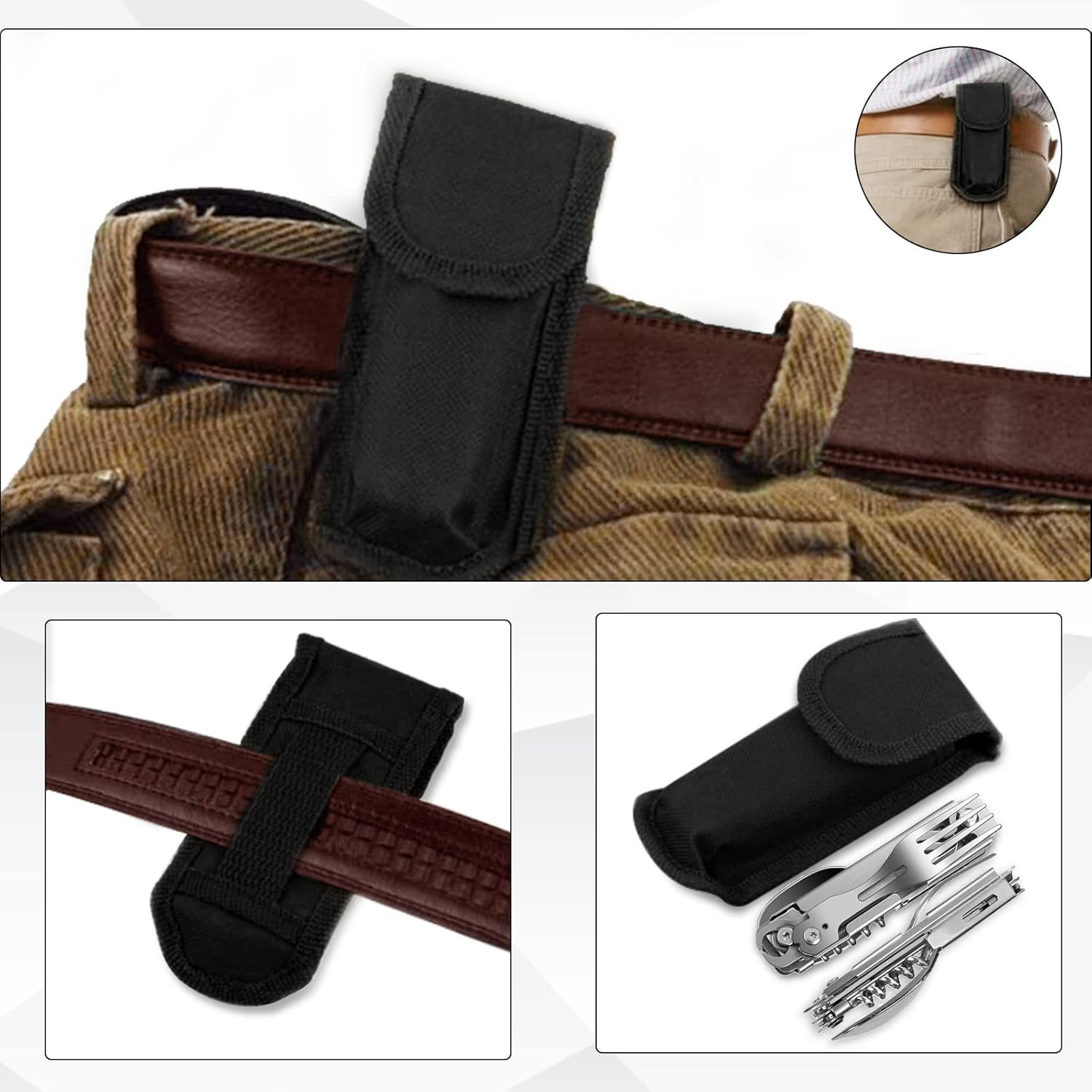 Camping Cutlery Folding Cutlery, Detachable Cutlery on the Go, Stainless Steel Folding Cutlery Set, 5 in 1 Multifunctional Travel Cutlery for Camping, Outdoor image number 1