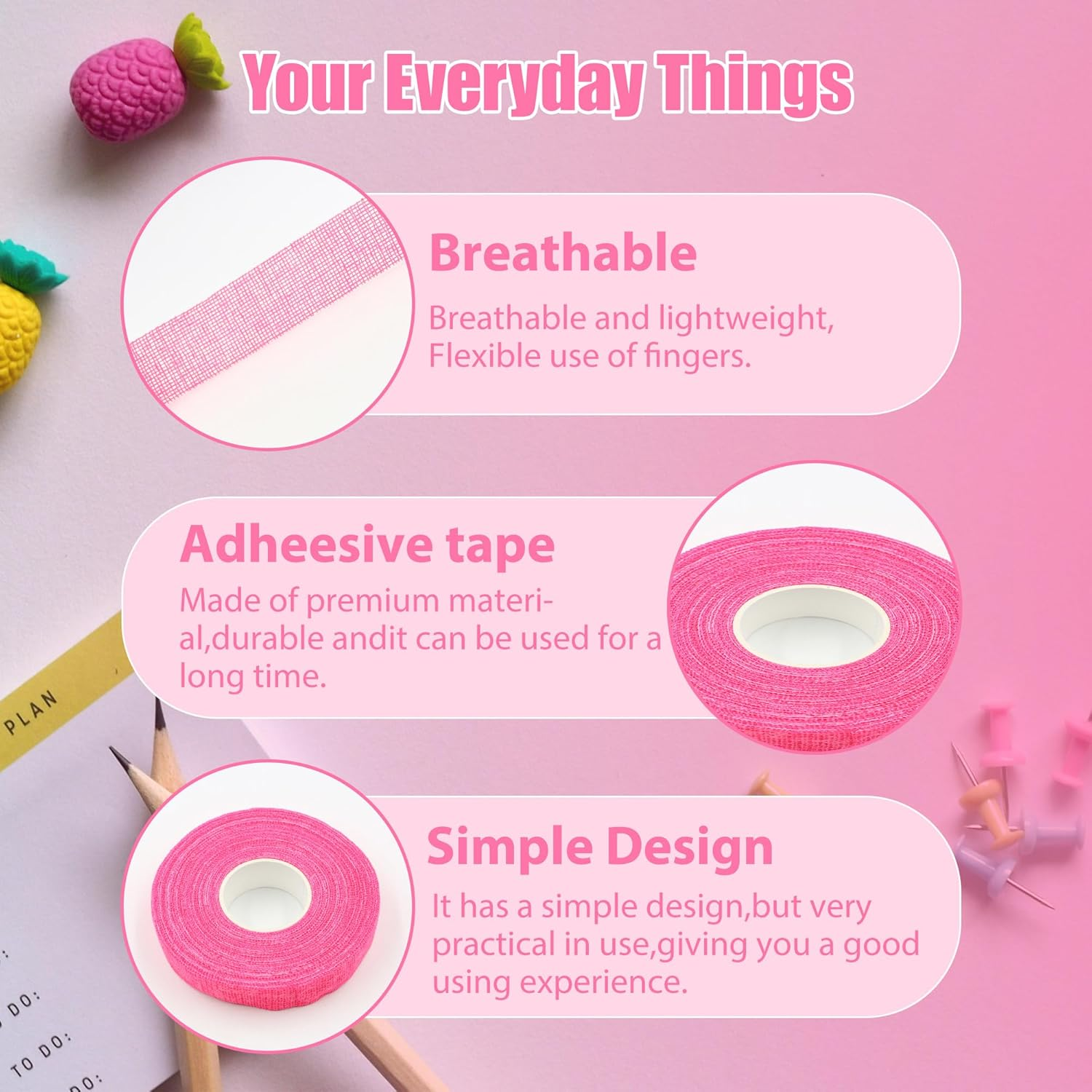 4 Colors Sewing Finger Protector, Self Adhesive Fingertip Tape for Hand Embroidery, Breathable Cotton Finger Protectors for Sewing, Knitting, Crafting, Quilting image number 5