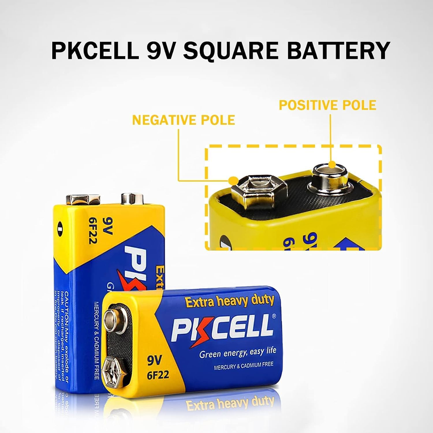PKCELL Batteries 9V 6F22 High Performance Square Battery for Smoke Detectors, Remote Control Car, Pack of 24